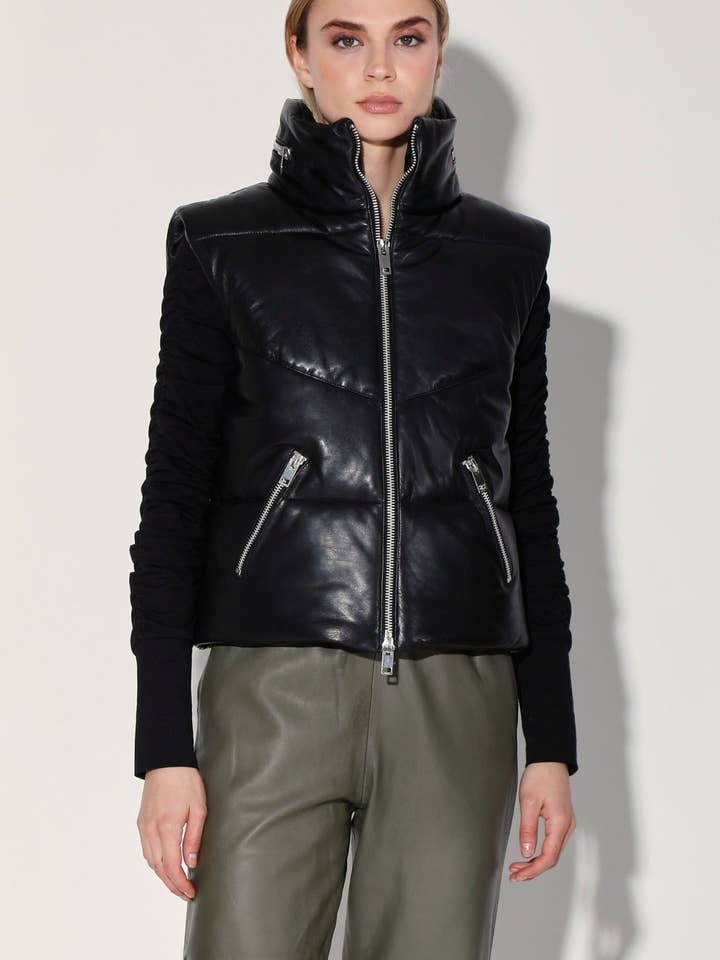 Chaleco Landon, negro, piel acolchada para venta al por mayor de Walter Baker