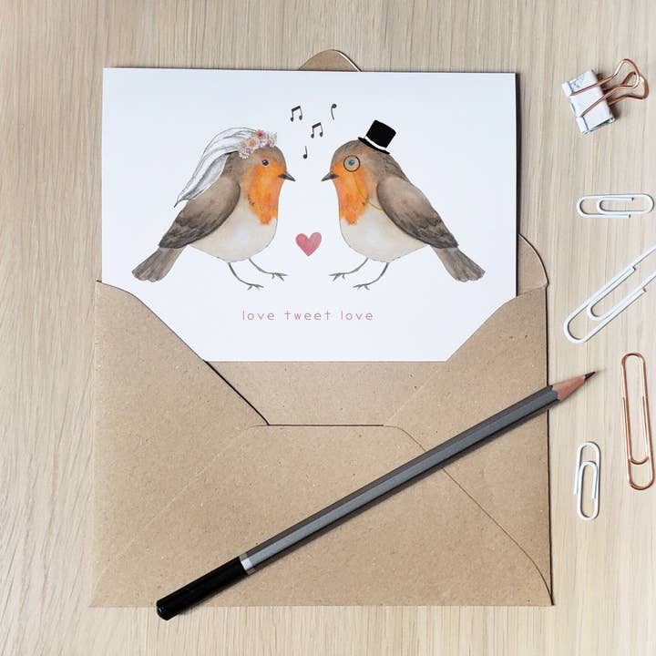 The Curious Cactus - Vente Cartes de déclaration d'amour - Love Tweet Love - Carte de vœux