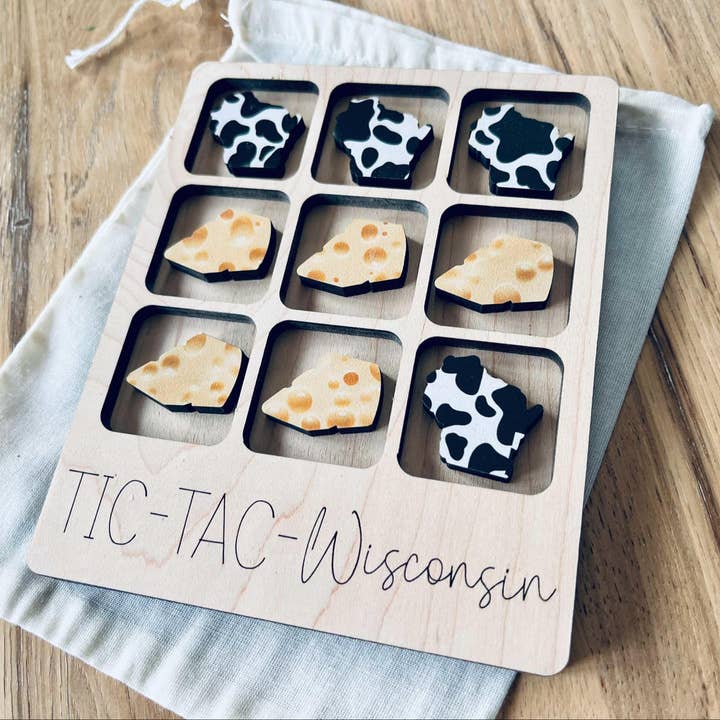 The Farmer's Wife - Wholesale Board Game - Fun Wisconsin Tic Tac Toe Travel Game - Cheese and Cow Print1