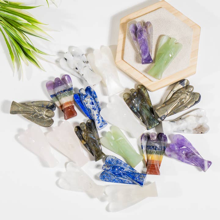 2 Inch Edelsteen Engelen | Zakengel | Kristallen Engel voor wholesale door Soothing Crystals