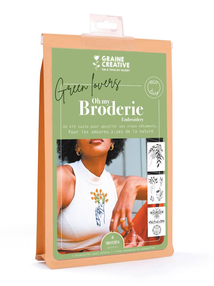 EMBROIDERY KIT ON NATURAL CLOTHING 165 x 240 x 50 mm for wholesale by Graine Créative