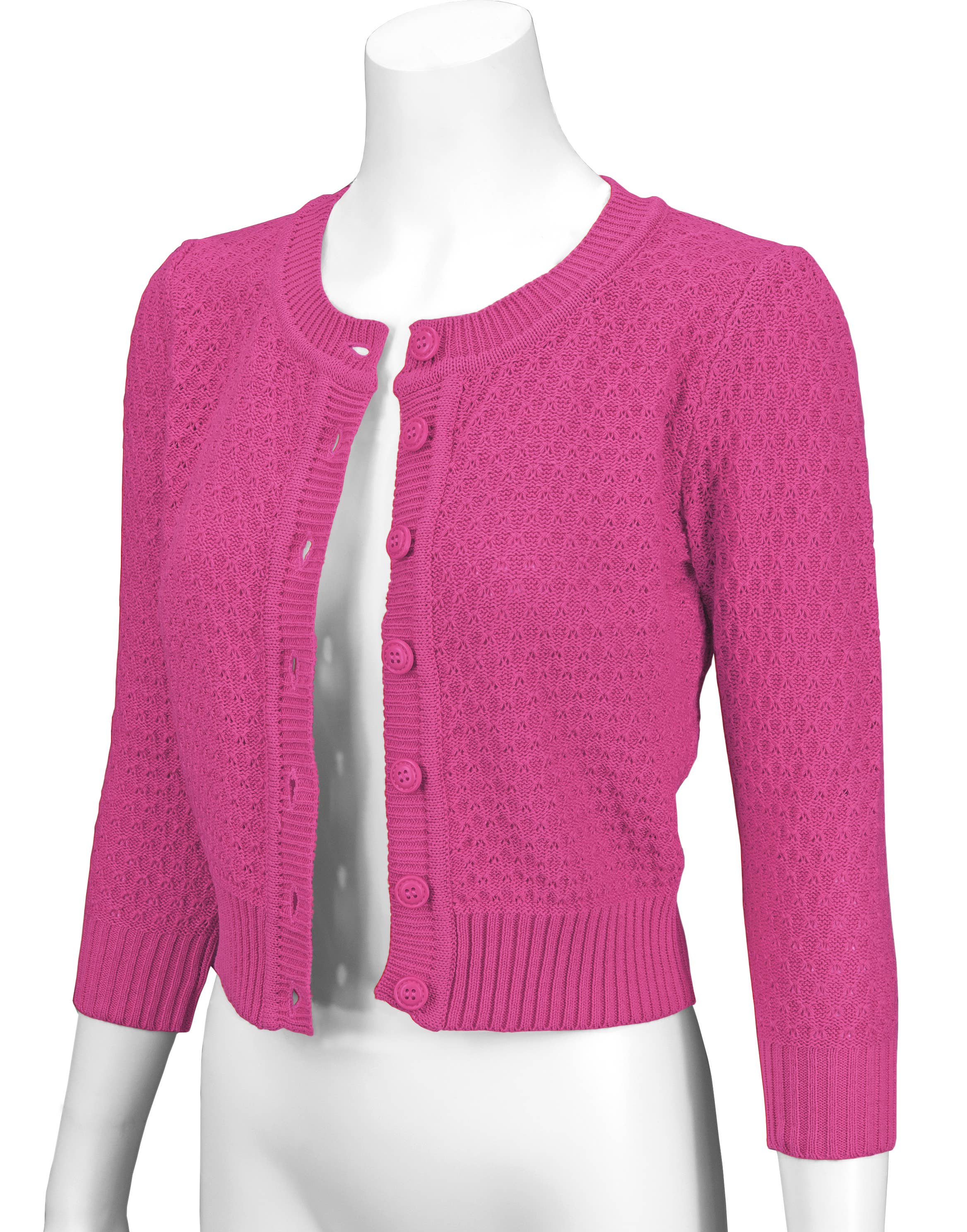 Mak - Vendita all'ingrosso Cardigan - Donna - Maglione cardigan plus size lavorato a maglia girocollo con maniche a 3/4 MK3514PL38