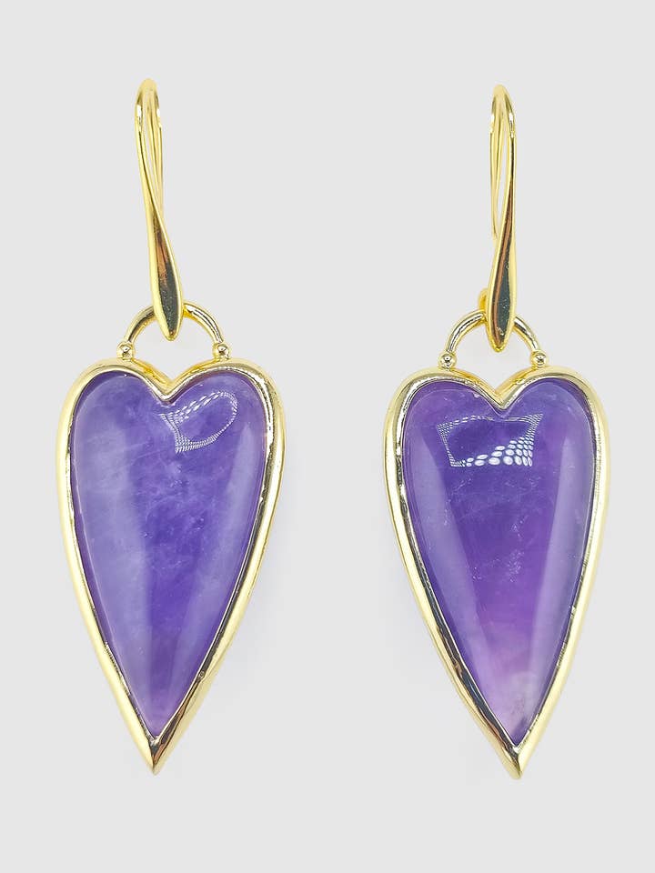 Miz Casa & Co Priya Heart Studs Earrings Amethyst for wholesale by Izoa pty ltd