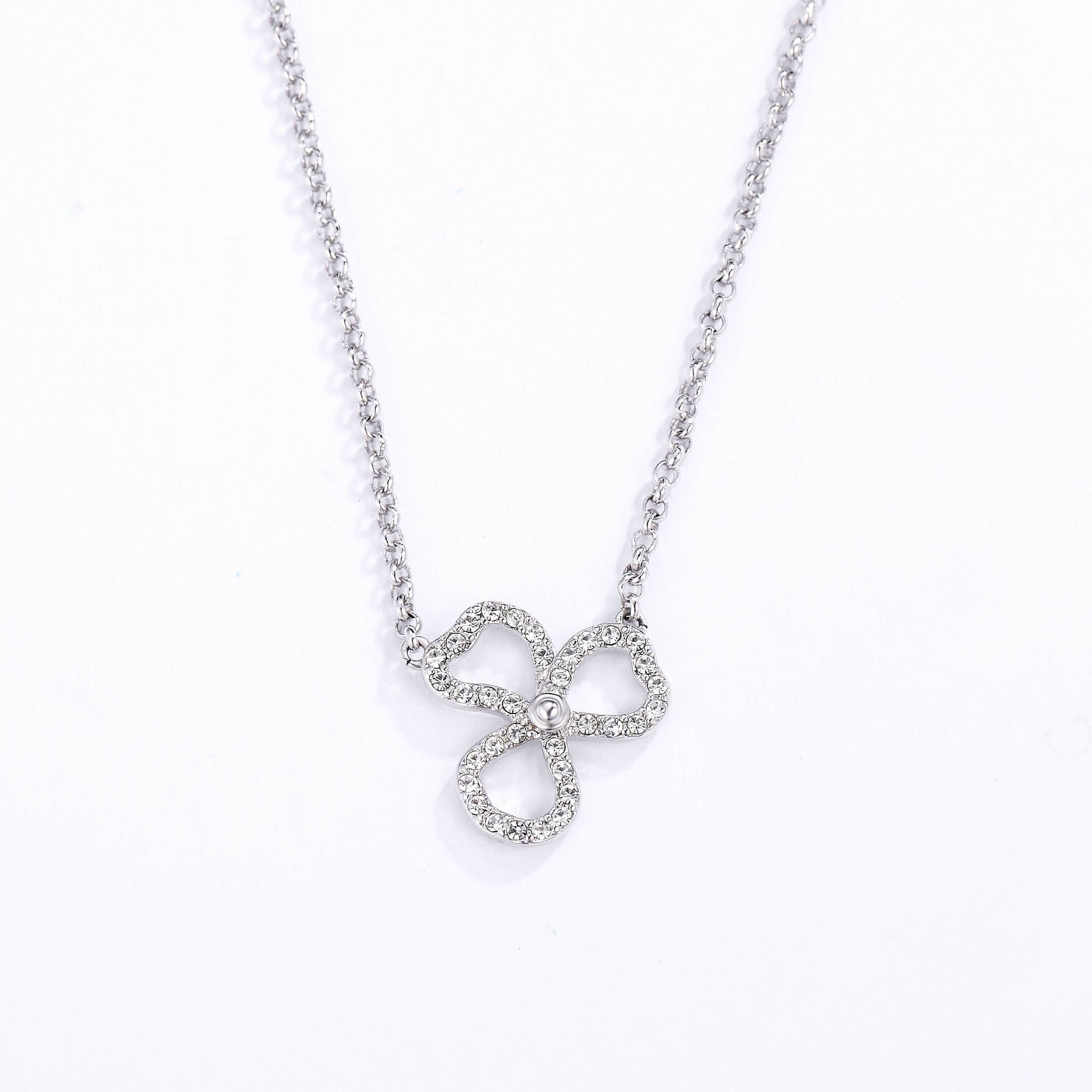 My Jewellery Story - Wholesale Pendant/charm necklace - Open Flower Petal Necklace with Swarovski Crysta|5-1286-RCLR1