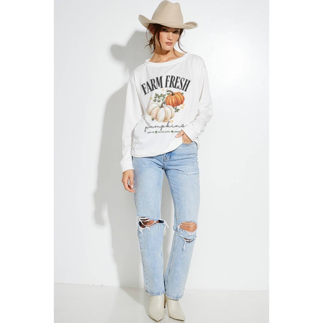 Phil Love – Großhandel Sweatshirt mit Grafikdruck – Damen – French-Terry-Sweatshirt mit Herbstkürbismuster4