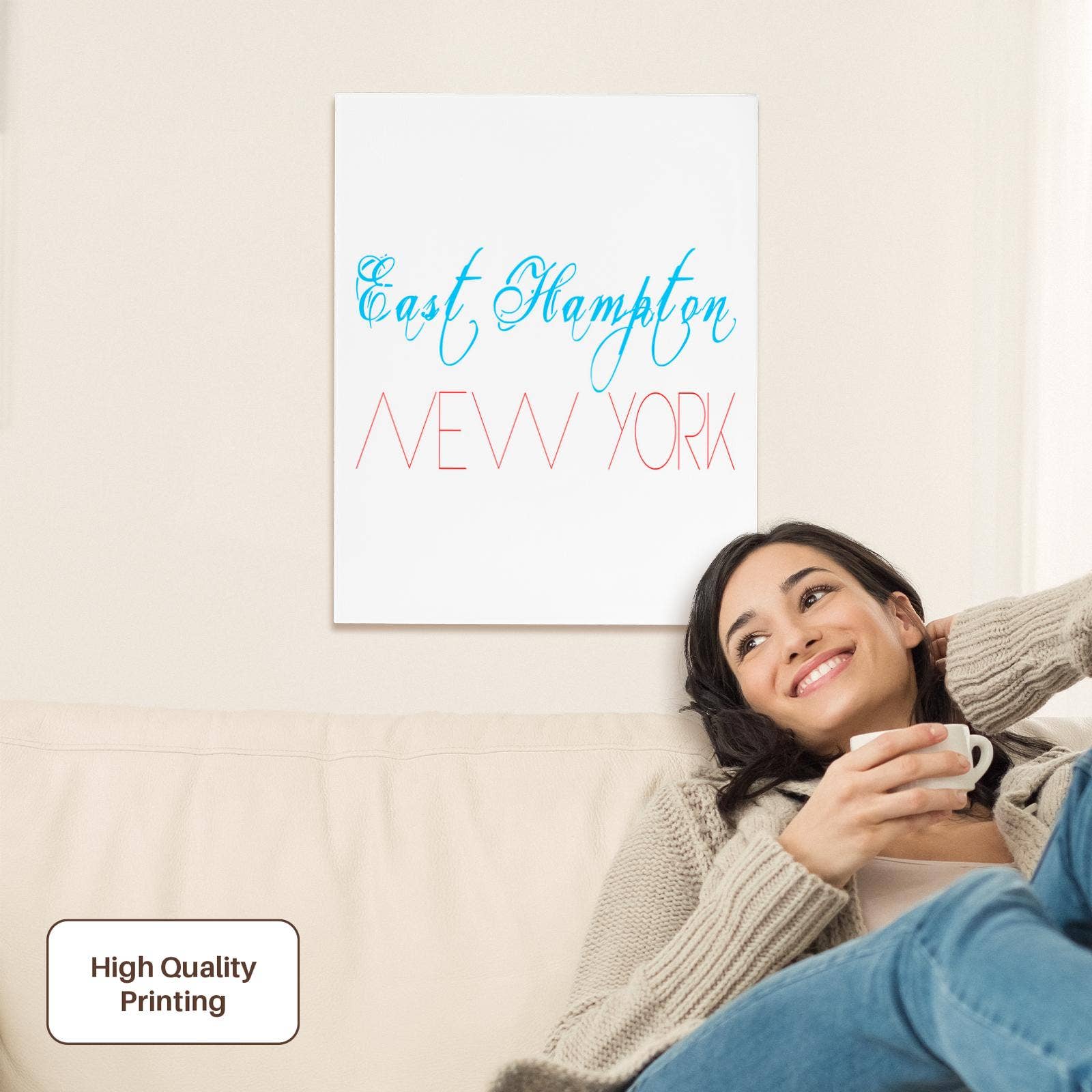 3dRose - Wholesale Art Print - 3dRose, American Beaches - East Hampton, New York, red, blue on white, Museum Grade Canvas Wrap1