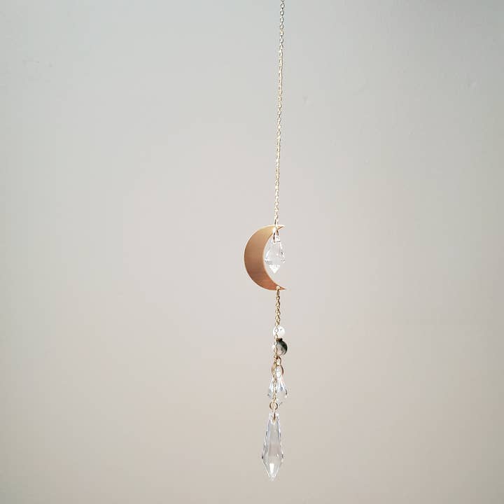 Zoerb & Co - Wholesale Suncatcher - Suncatcher Moon Mobile | Brass and Tree Agate