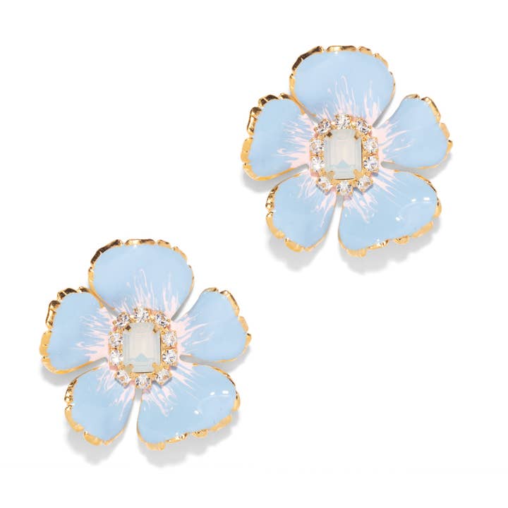 The Pink Reef Small Hand painted Floral in Light Blue White Opal for wholesale by The Pink Reef