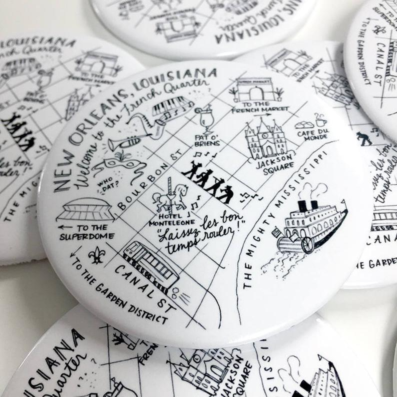 Natty Michelle Paperie - Venta al por mayor Imanes - Imanes de mapa de Nueva Orleans, Luisiana0