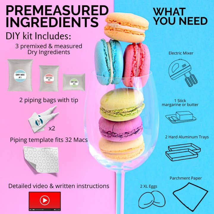 W4W products - Wholesale DIY Food Kit - Macalicious Macs DIY Baking Kit - Yields 24 French Macarons