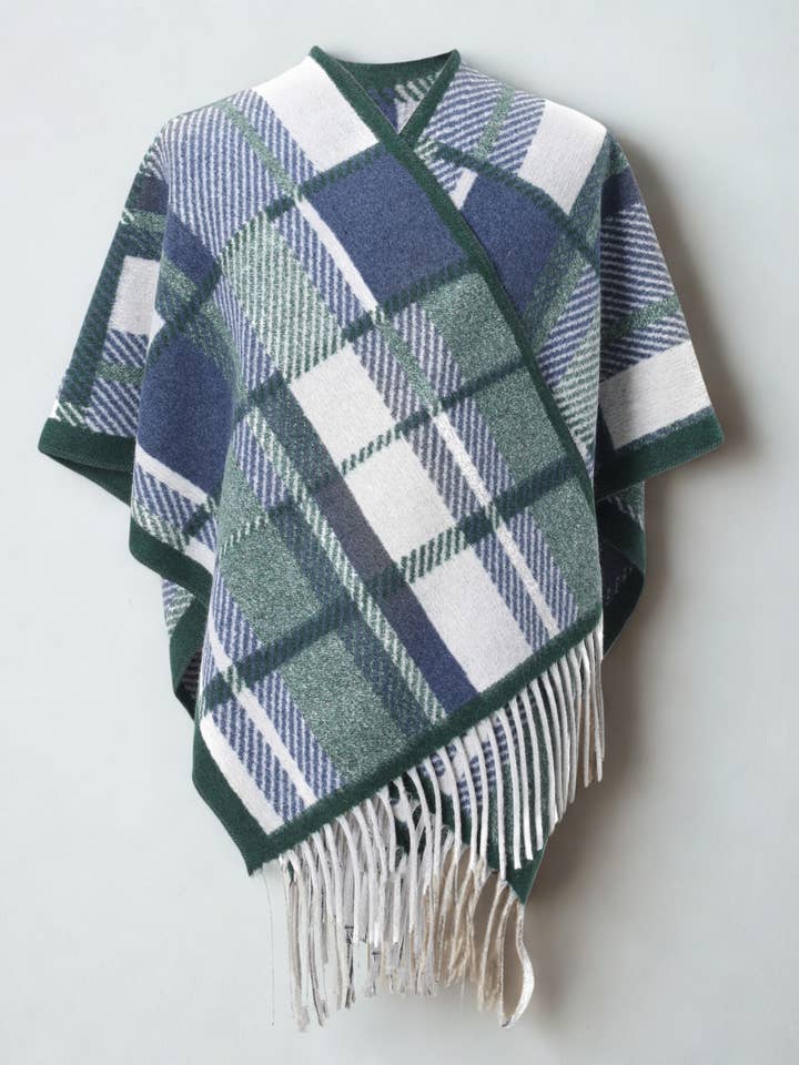 Evergreen Geruite Kwast Kimono voor wholesale door Justin & Taylor