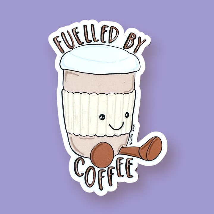 Fuelled By Coffee Vinyl Sticker for wholesale by Jaybee Design