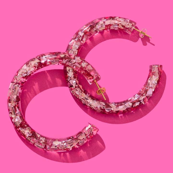 *ON SALE* Confetti Hoop Earrings - Assorted Colors - Each for wholesale by Taylor Elliott Designs