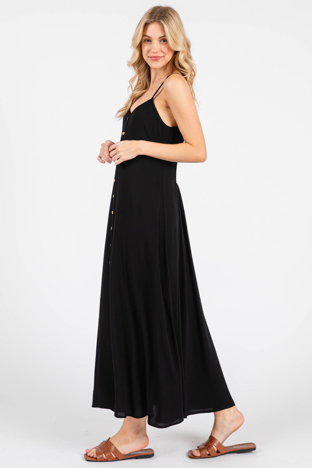 Final Touch - Vente Robe – femme - Robe fluide en mousseline épaisse avec boutons contrastants - ND40209-HV12