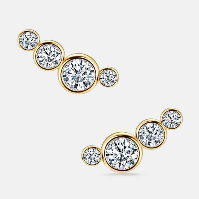 Tiny Moissanite Crawler Stud Earrings in 925 Sterling Silver for wholesale by Perimade & Co. LLC