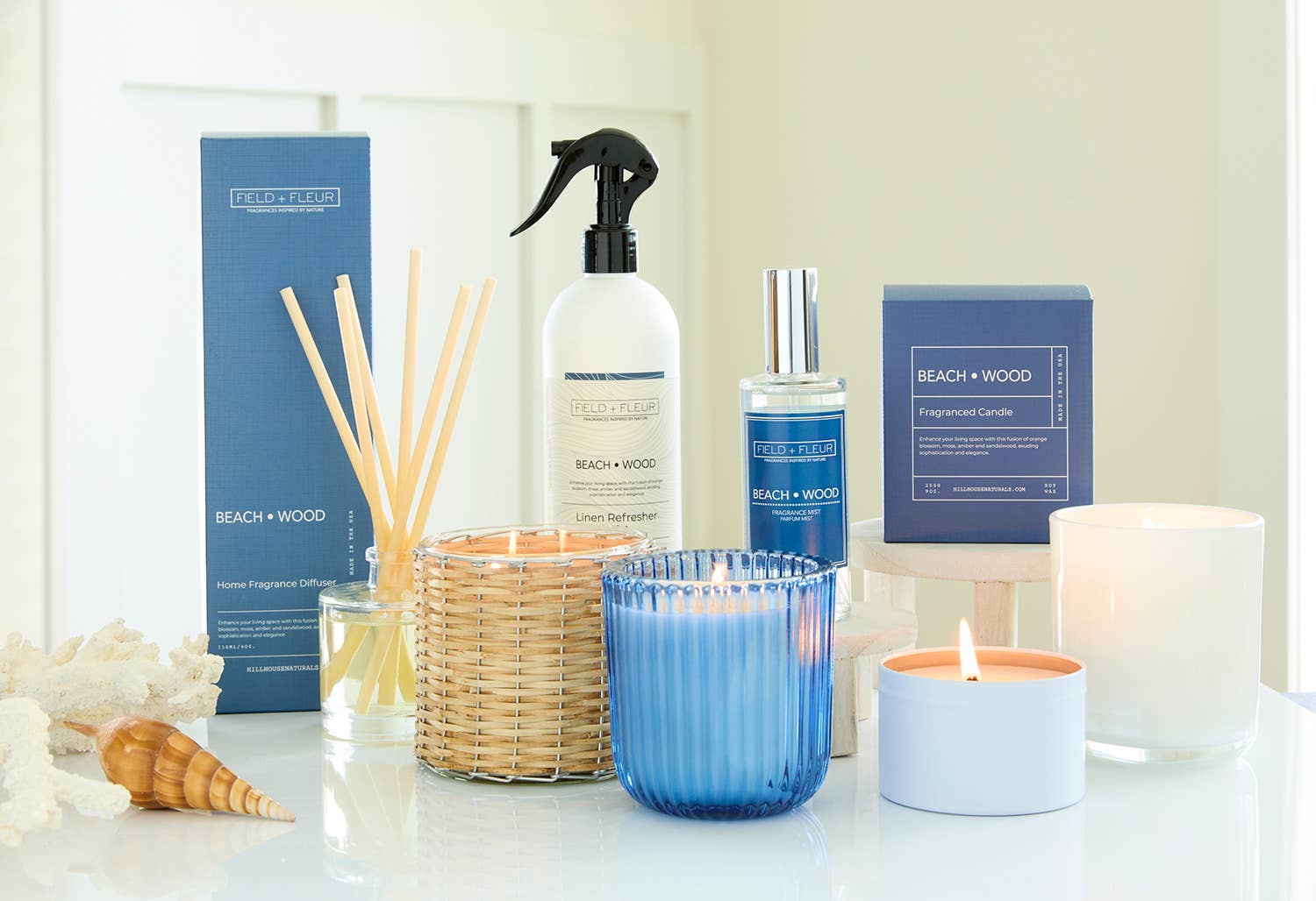 Hillhouse Naturals/Field+Fleur - Venta al por mayor Velas en tarros - Vela Tejida a Mano de Madera de Playa con 2 Mechas 12oz. Ctn. 61