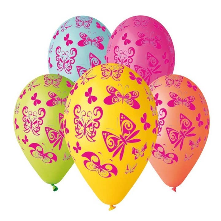 Butterfly Print Balloons Mixed Colours (10 pack) for wholesale by Kids Party Craft