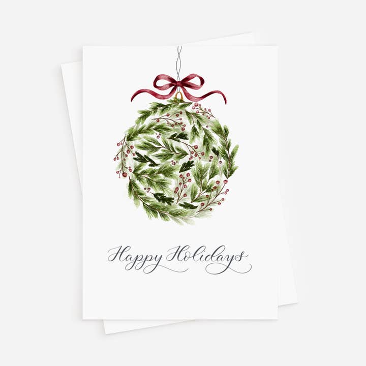 Blue Skies Lettering - Wholesale Christmas Card - "Happy Holidays" Card Boxed Set1