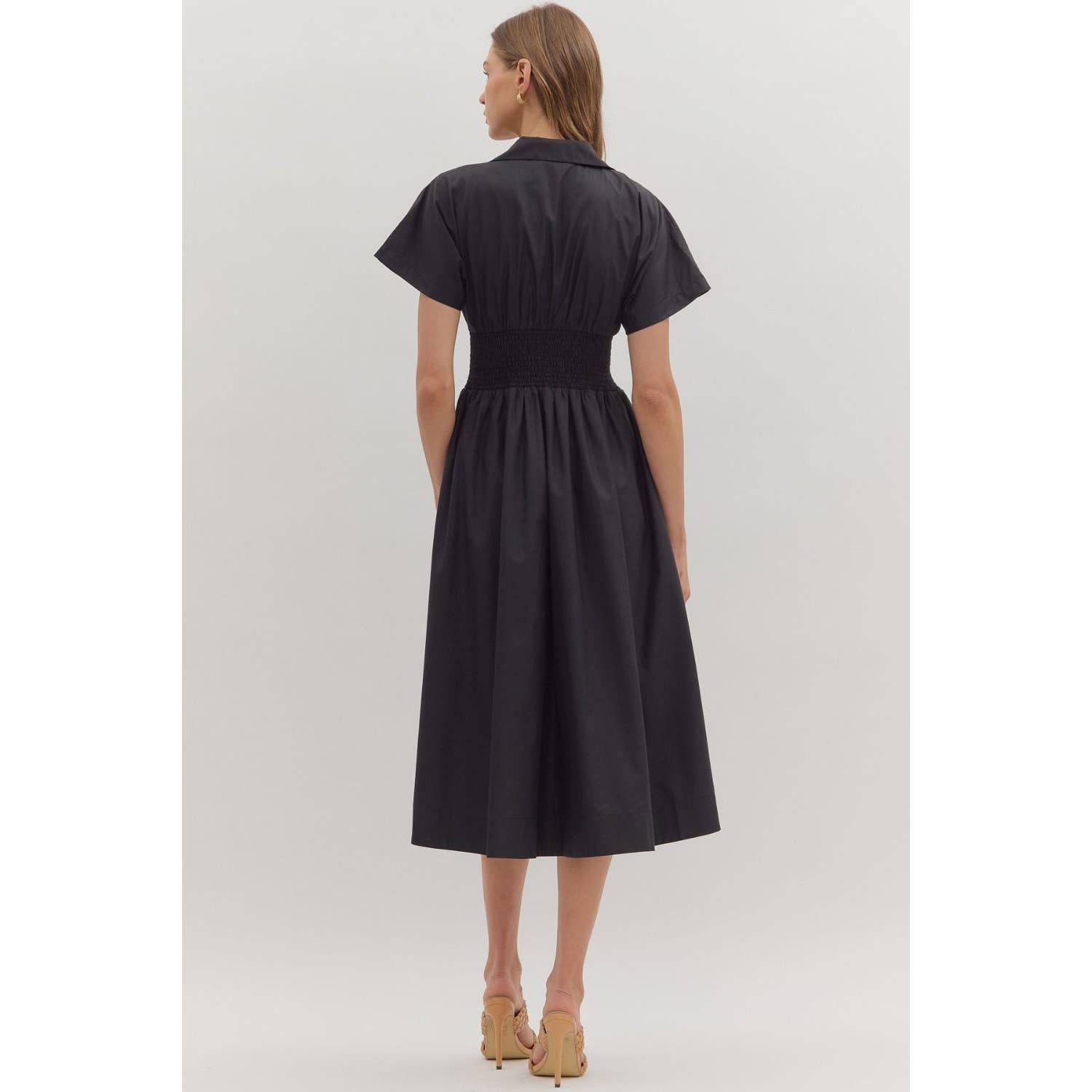 STYLE USA - Wholesale Dress - Women's - Solid short sleeve midi dress 8