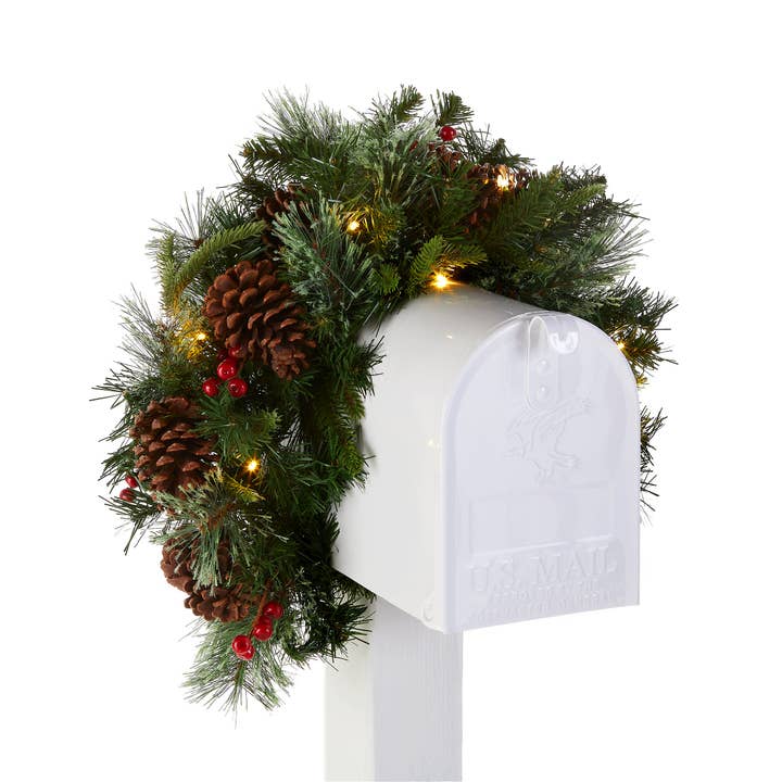 36 in. Pre-Lit Colonial Fir Mailbox Swag with LED Lights for wholesale by National Tree Company