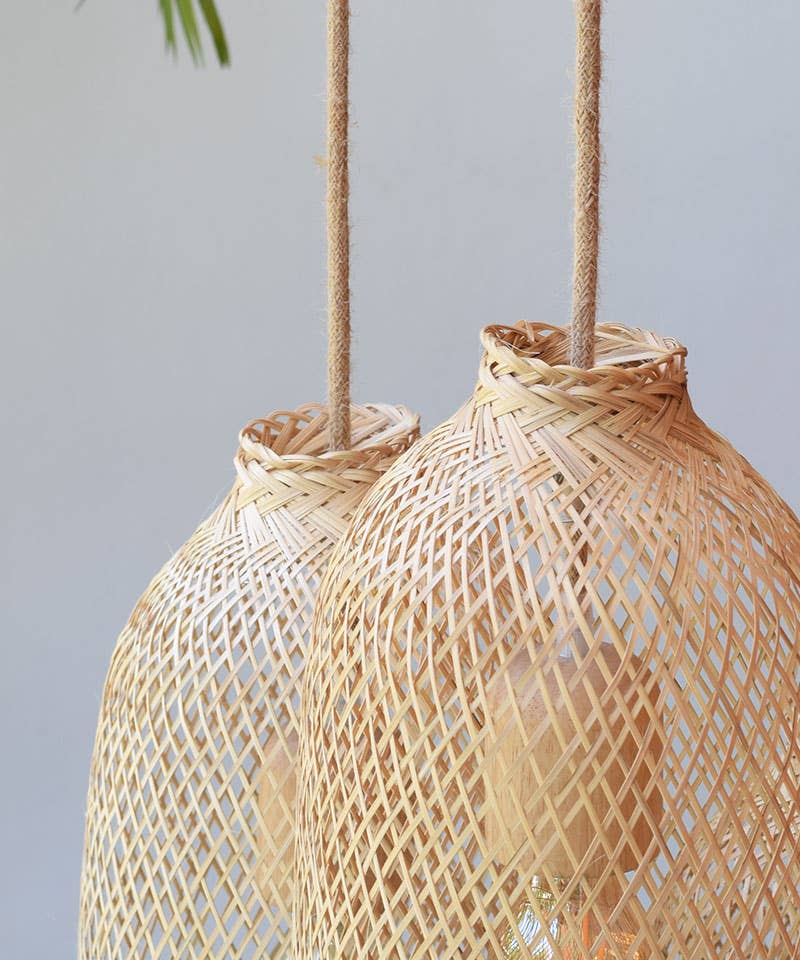 Lanna Passa - Wholesale Chandelier/Hanging Light - Wood & Rope Bamboo Pendant Light Set - Triple Cluster Canopy3