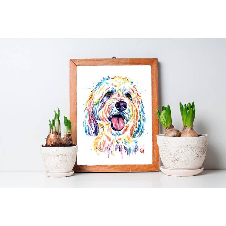 Whitehouse Art - Wholesale Art Print - Goldendoodle Art Print - Laberdoodle, Pet Portrait1