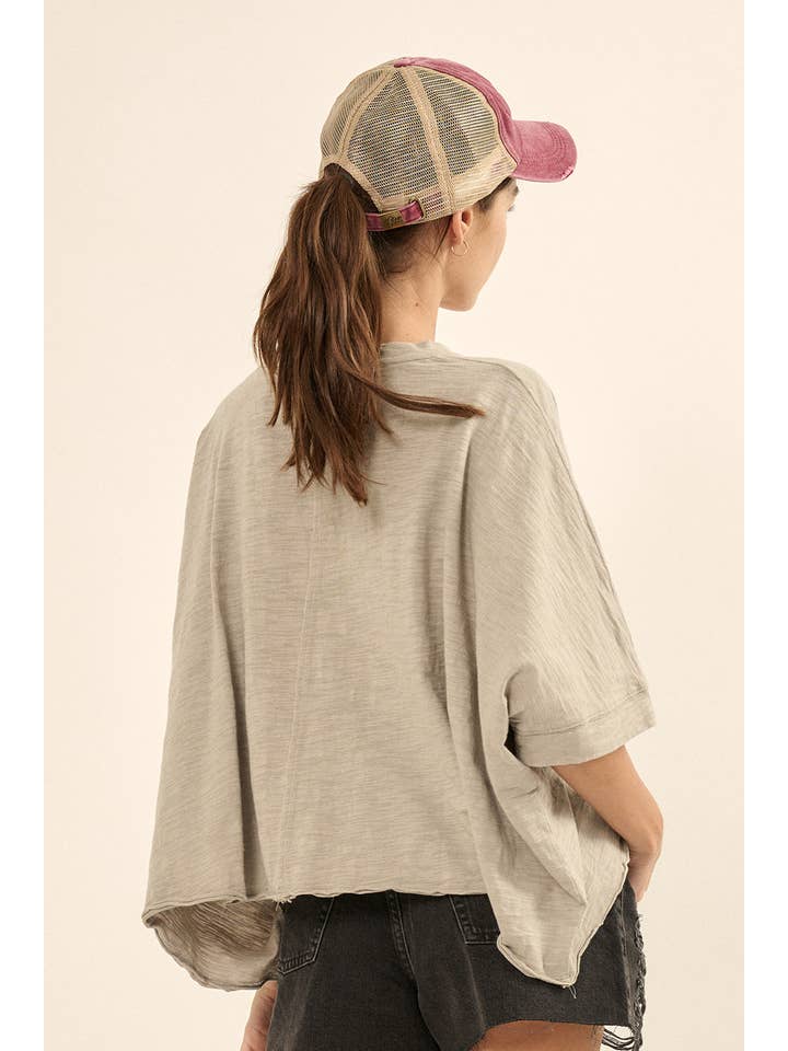 Promesa USA - Wholesale T-shirt – women's - Easy Fit Mineral Wash Poncho Slub Knit T-Shirt7