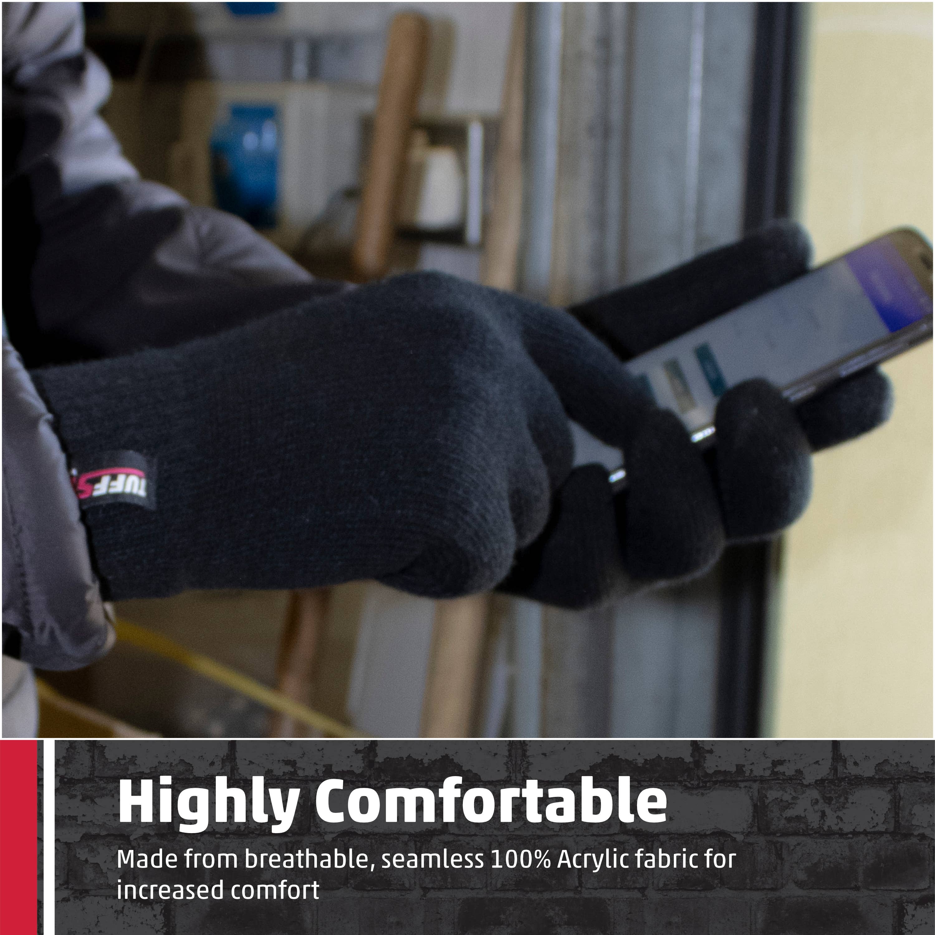 TuffStuff Black Touch Screen Gloves, One Size, Thermal for wholesale on Faire1