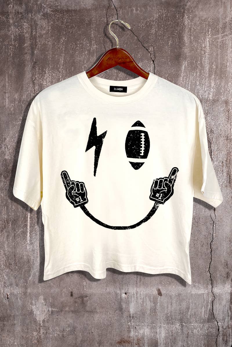 2&moon - Wholesale Screen Printed T-Shirt - Women's - Football Game Day  Graphic Crop Tee1