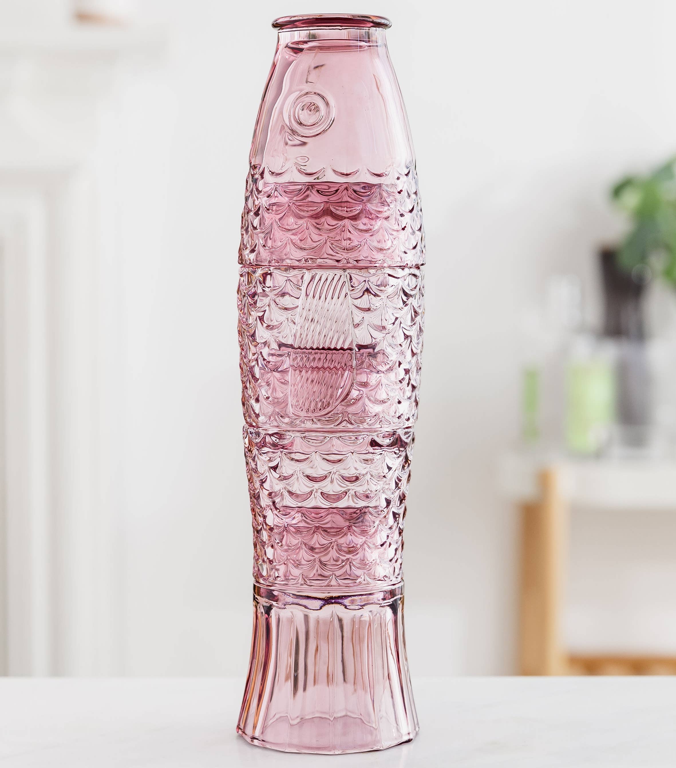 UBERSTAR – wholesale Drinking glass/cup – Fish Stacking Drinking Glass - Set of 4 Pink2