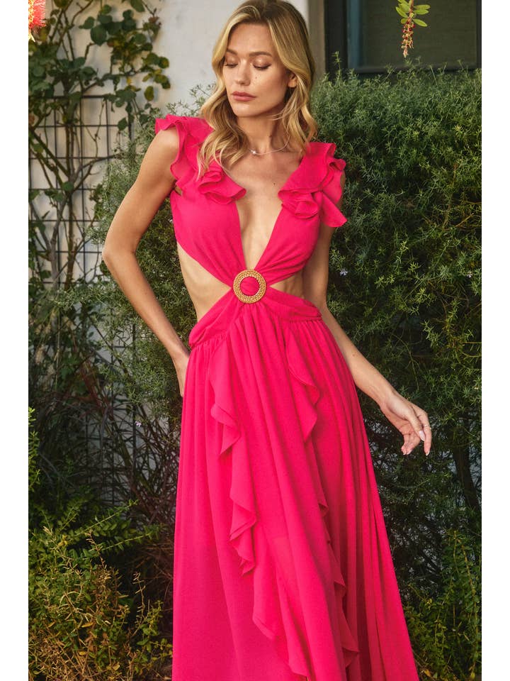 Dress Forum - Wholesale Dress - Women's - There She Goes Cutout Frilly Maxi Dress (1)