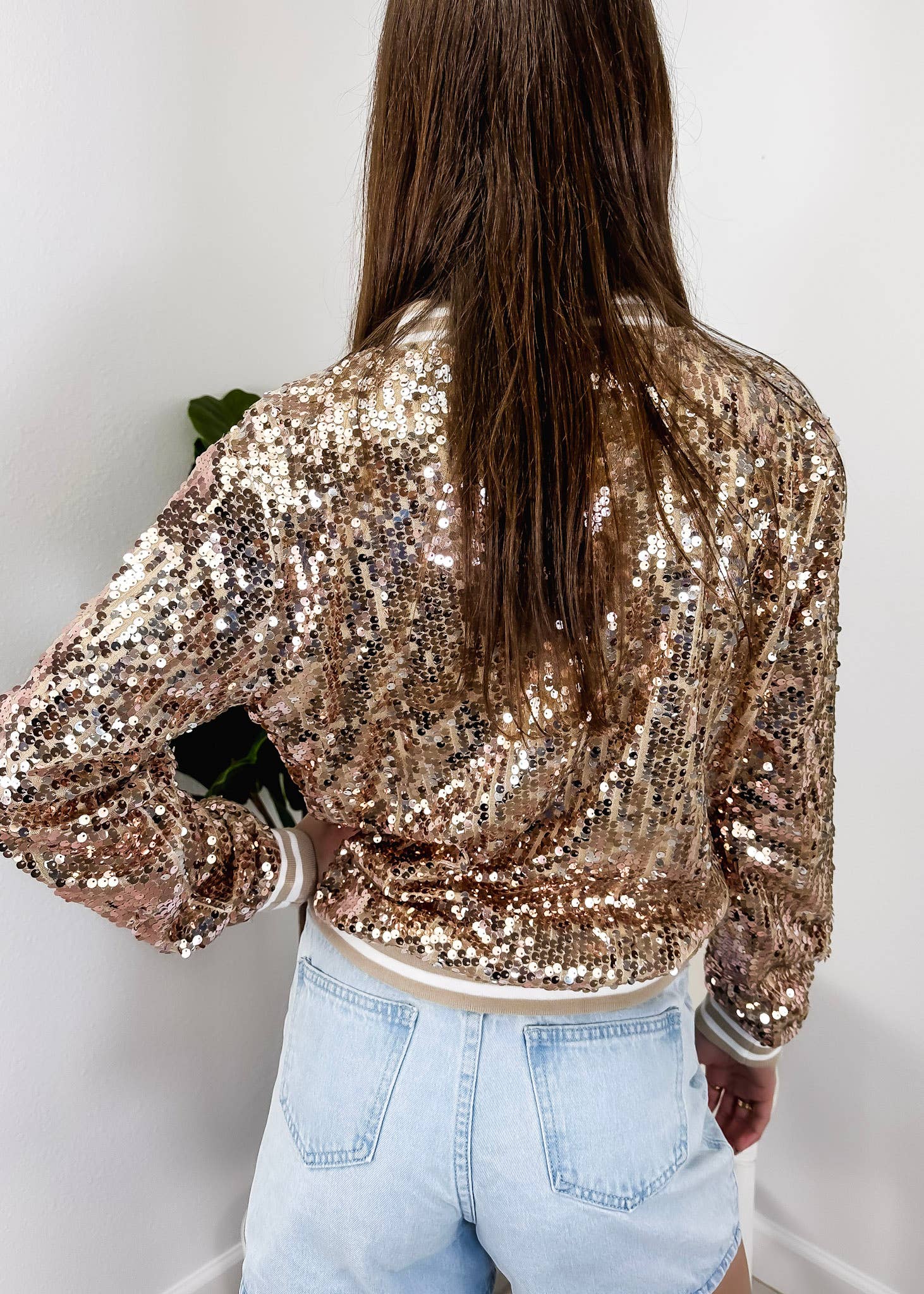 Anna Kaci Wholesale - Wholesale Varsity/Baseball Jacket - Women's - Striped Metallic Sequin Varsity Jacket52