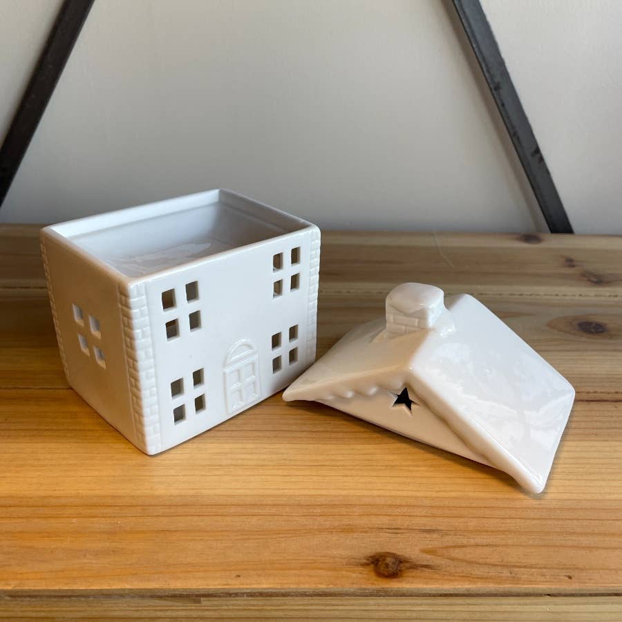 Gainsborough Giftware x Portland Living - Wholesale Wax Warmer - White Ceramic House Burner, 12cm3