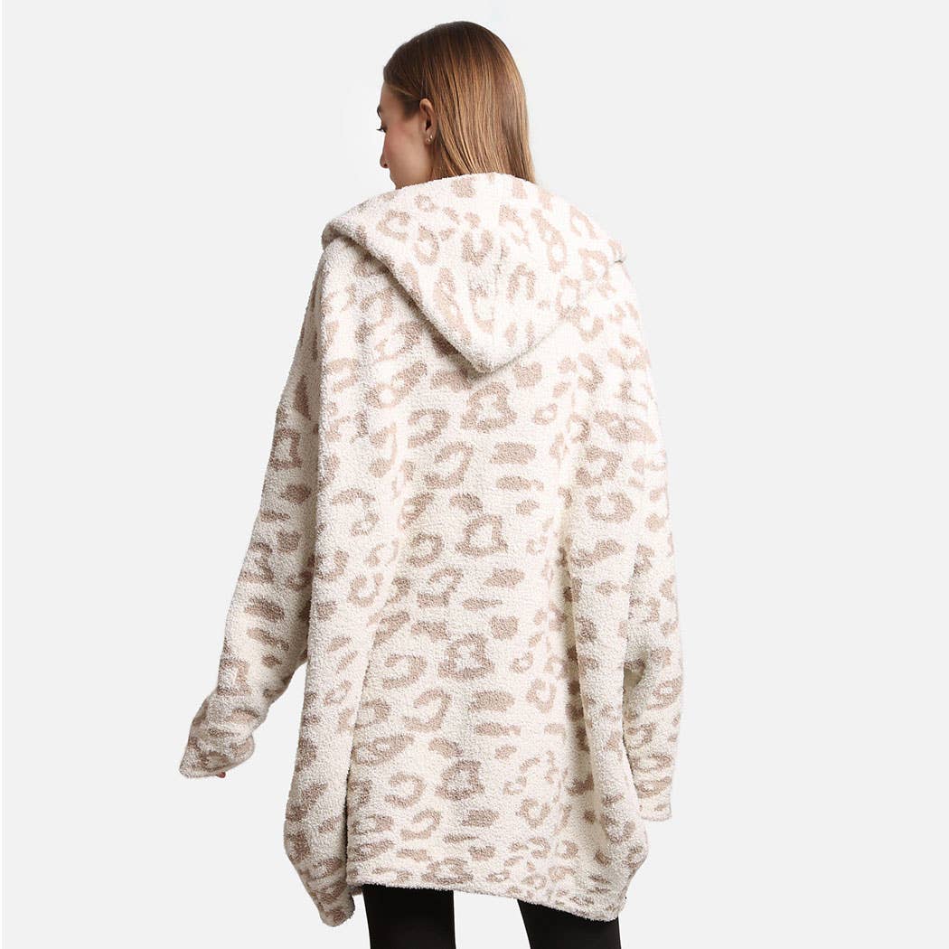 Fashion City - Wholesale Hoodie - Women's - Leopard Print Soft Hooded Snuggie w Pocket8