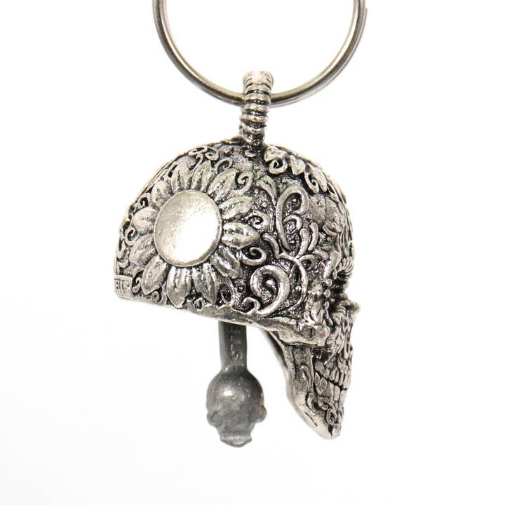 SILVER Hot Leathers Sugar Skull Bell BEM1029 for wholesale on Faire