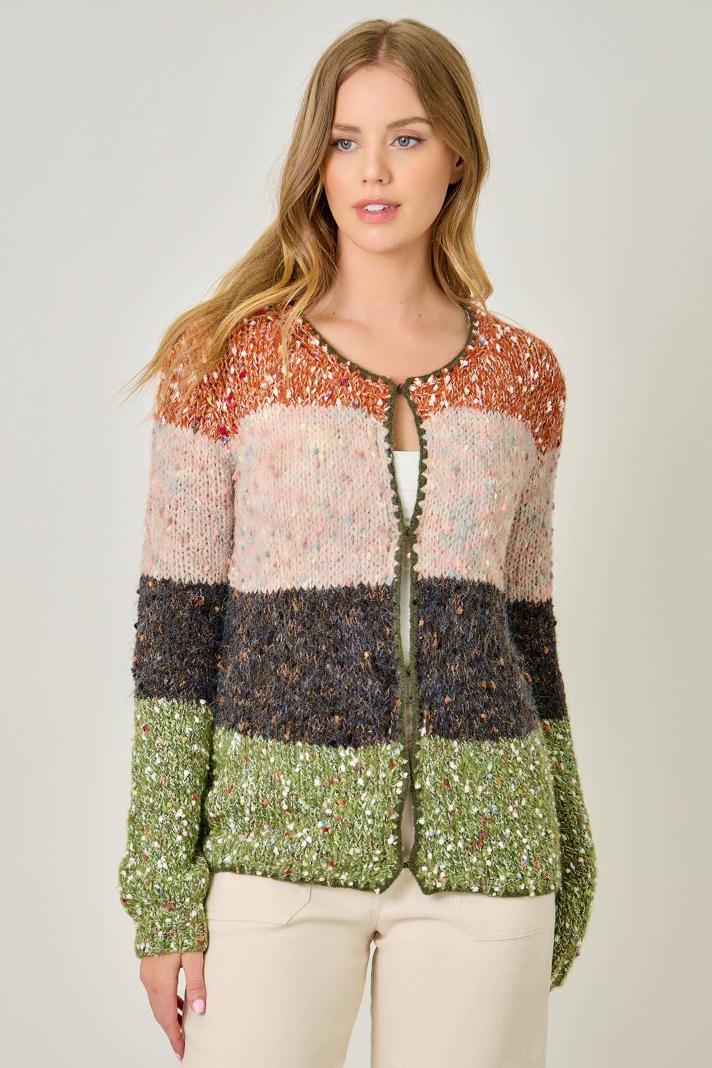 Mystree - Wholesale Cardigan - Women's - 61203 Melange Color Blocked Cardigan 17