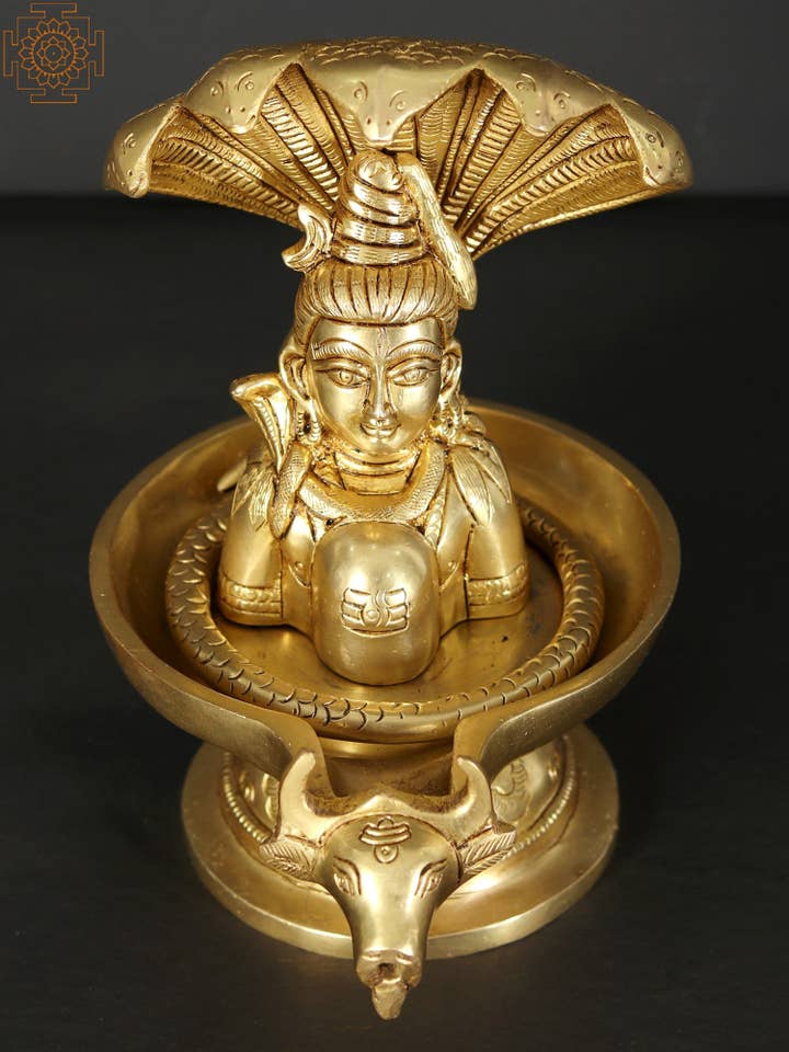 8" Lord Shiva Enshrined as Linga in Brass for wholesale by Exotic India Art