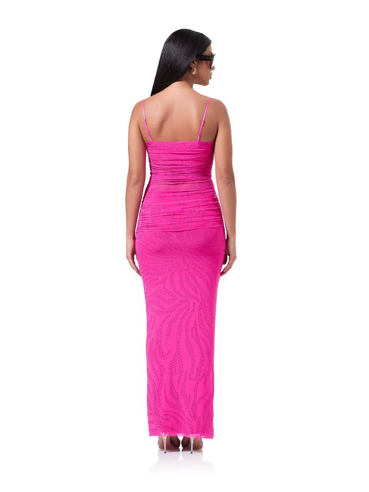 Glöd Rosa Jennan Zebra Strassklänning - Glow Pink för wholesale på Faire
