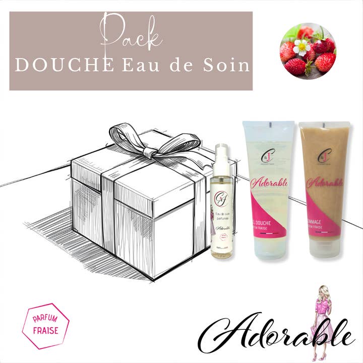 Pack Duche Água de Cuidado Adorável - Morango Silvestre por atacado de Cire & Jolie