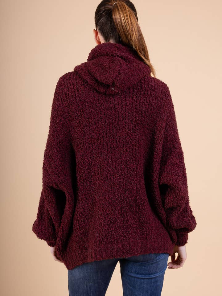 Pépouz' Paris - Wholesale Tunic Sweater - Women's - Hooded alpaca wool loop sweater PP25233