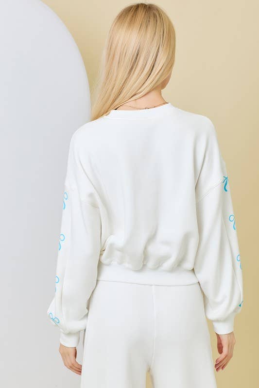 Main Strip - Wholesale Lounge Top - Women's - PLUS SIZE Coquette Ribbon Lounge Crewneck Top