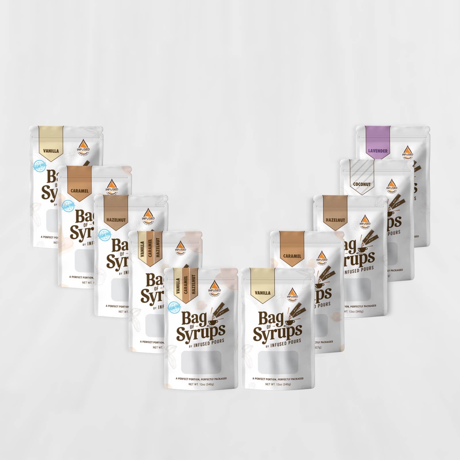 The Beverage Packet Company - Wholesale Flavored Syrup - 1 Bag, Variety Pack (Vanilla Caramel Hazelnut) 6mL11