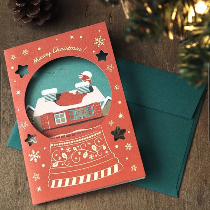 「FUNJI」In Japan - Wholesale Christmas card - Snow Globe Christmas Card | Japanese Holiday Greeting Card |18