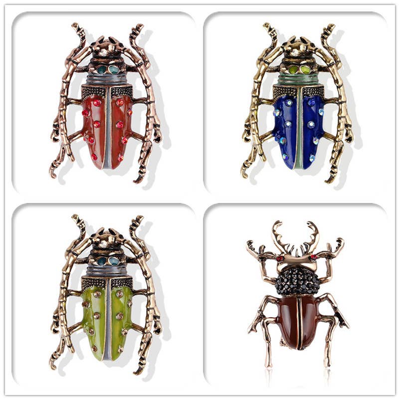 Tourtiwi – wholesale Brooch – Bee Beetle Crystal Pearl Brooch, Cute Insect Metal Pin22