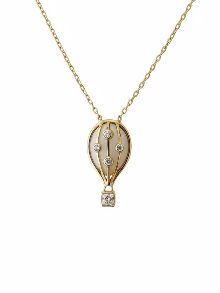 Collar de Globo Aerostático Viajero Errante Oro Blanco para venta al por mayor de Latelita