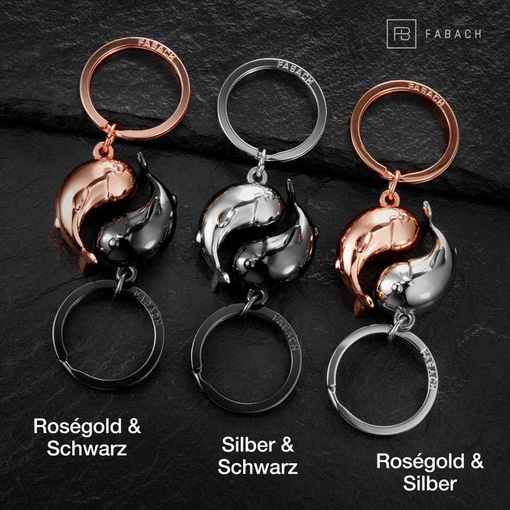 FABACH – Die Schlüsselanhänger-Schmiede - Vente Porte-clés – unisexe - Porte-clés baleine « Moby » - Cadeau romantique pour partenaire - Deux porte-clés pour couples, copines et sœurs6