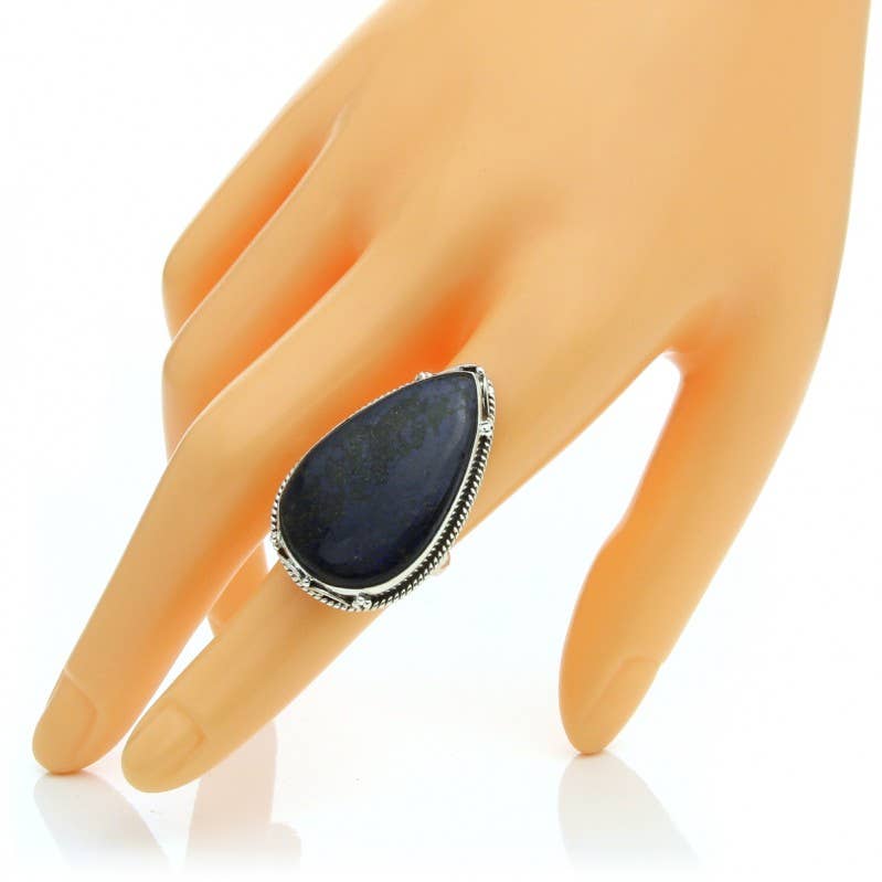 UniArt - Wholesale Cocktail/Statement Ring - Azurite drop ring and 925 silver0