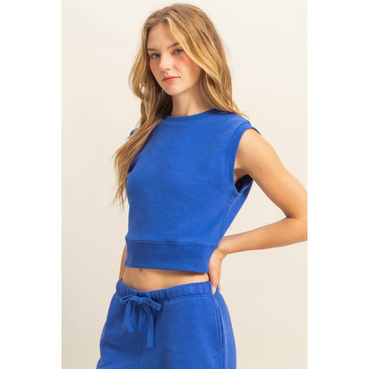 HYFVE - Wholesale Shirt - Women's - DZ25C551-Fitted Banded Waist Sleeveless Crop Top