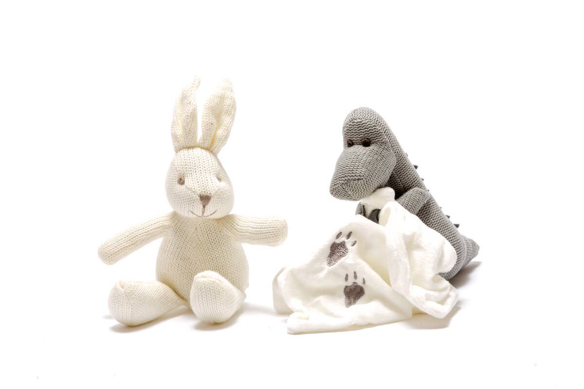Best Years Ltd – wholesale Stuffed/plush toy – Kids & baby – Knitted Grey Diplodocus Dinosaur Toy With Comforter2