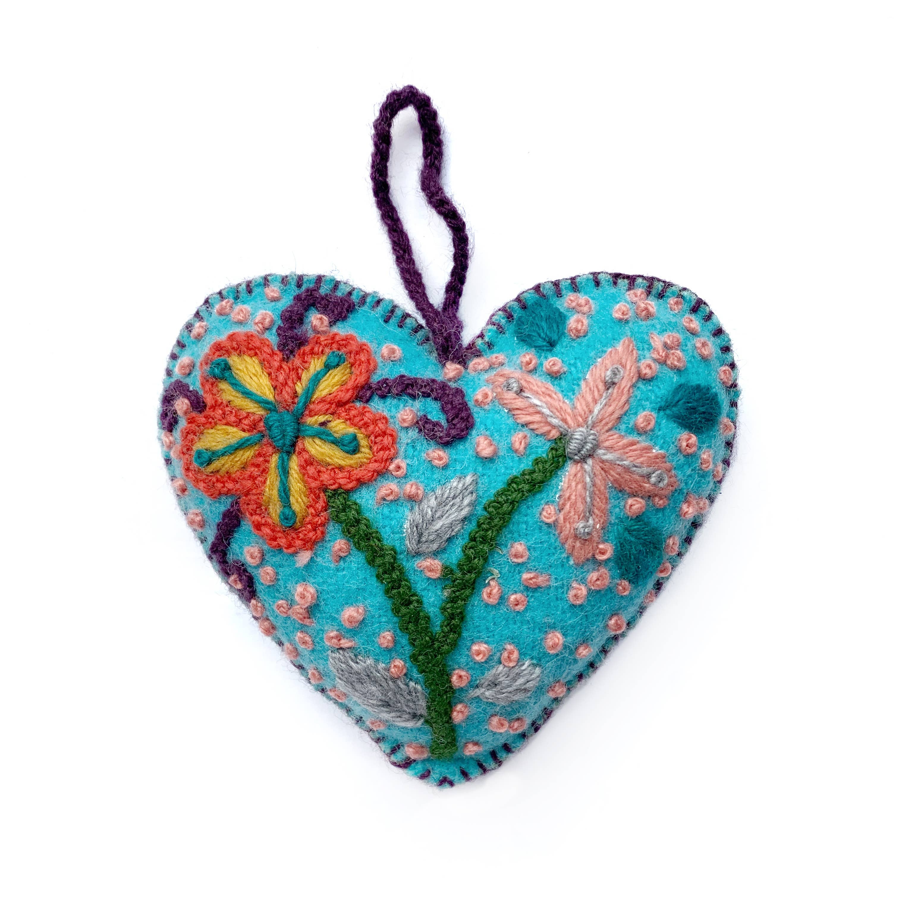 Ornaments 4 Orphans - Wholesale Ornament Set - Colorful Embroidered Heart Christmas Ornament, 12 Pack9
